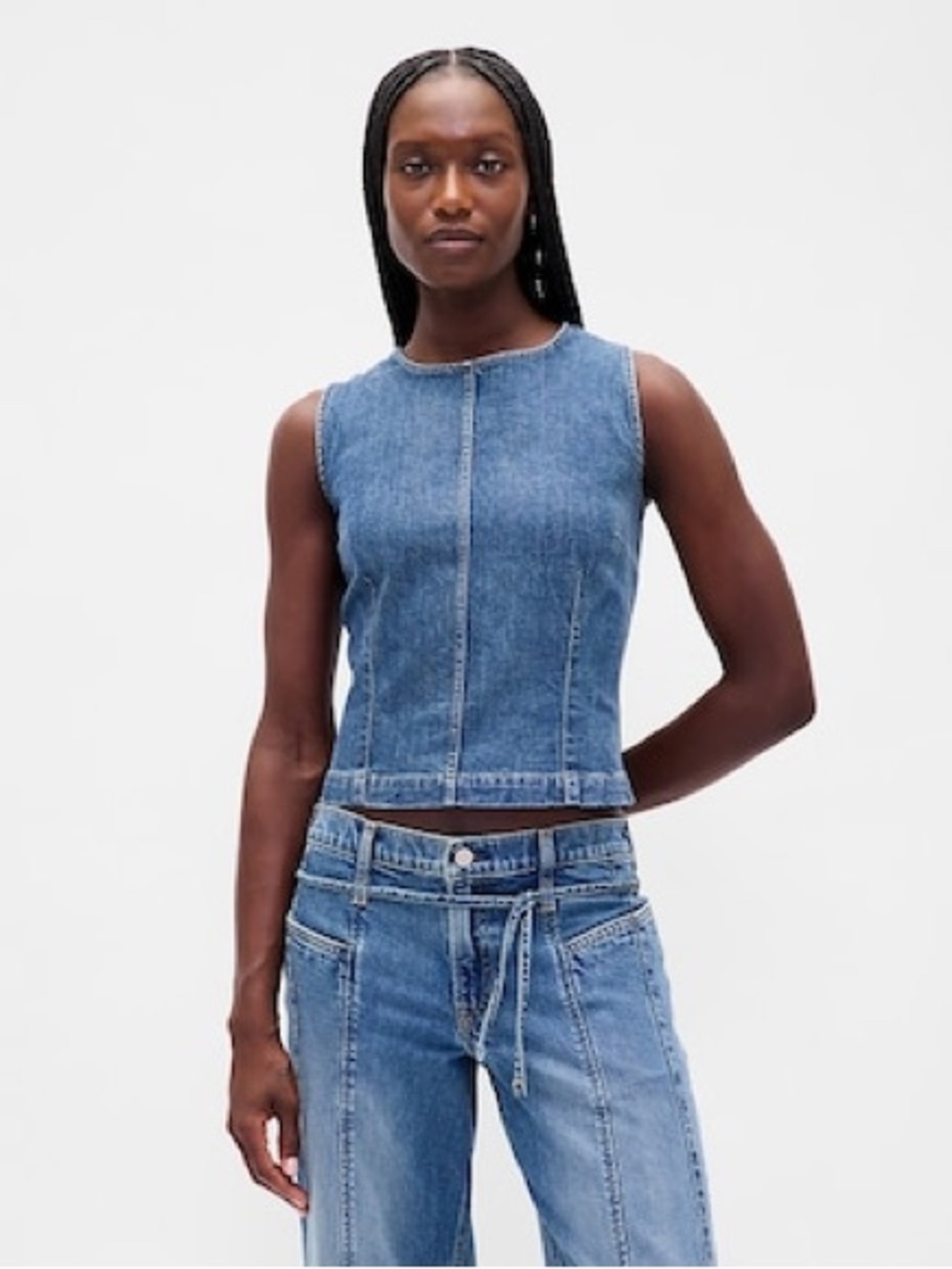GAP Denim Crop Shell Tank Top
